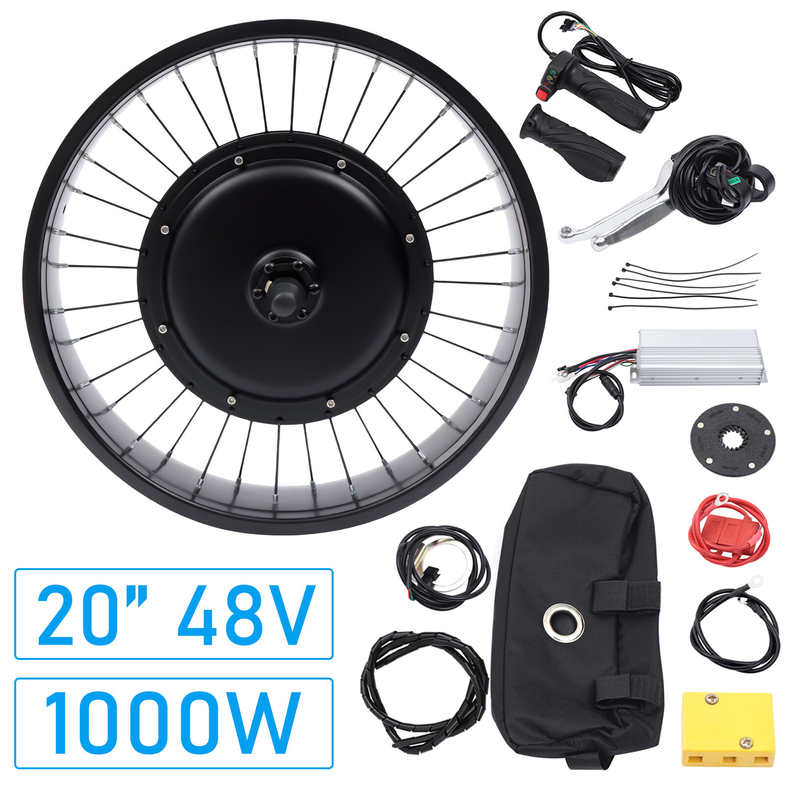 20″ 1000W 48V E-Bike Electric Bicycle Motor Conversion Kit Fat Tire Front Wheel