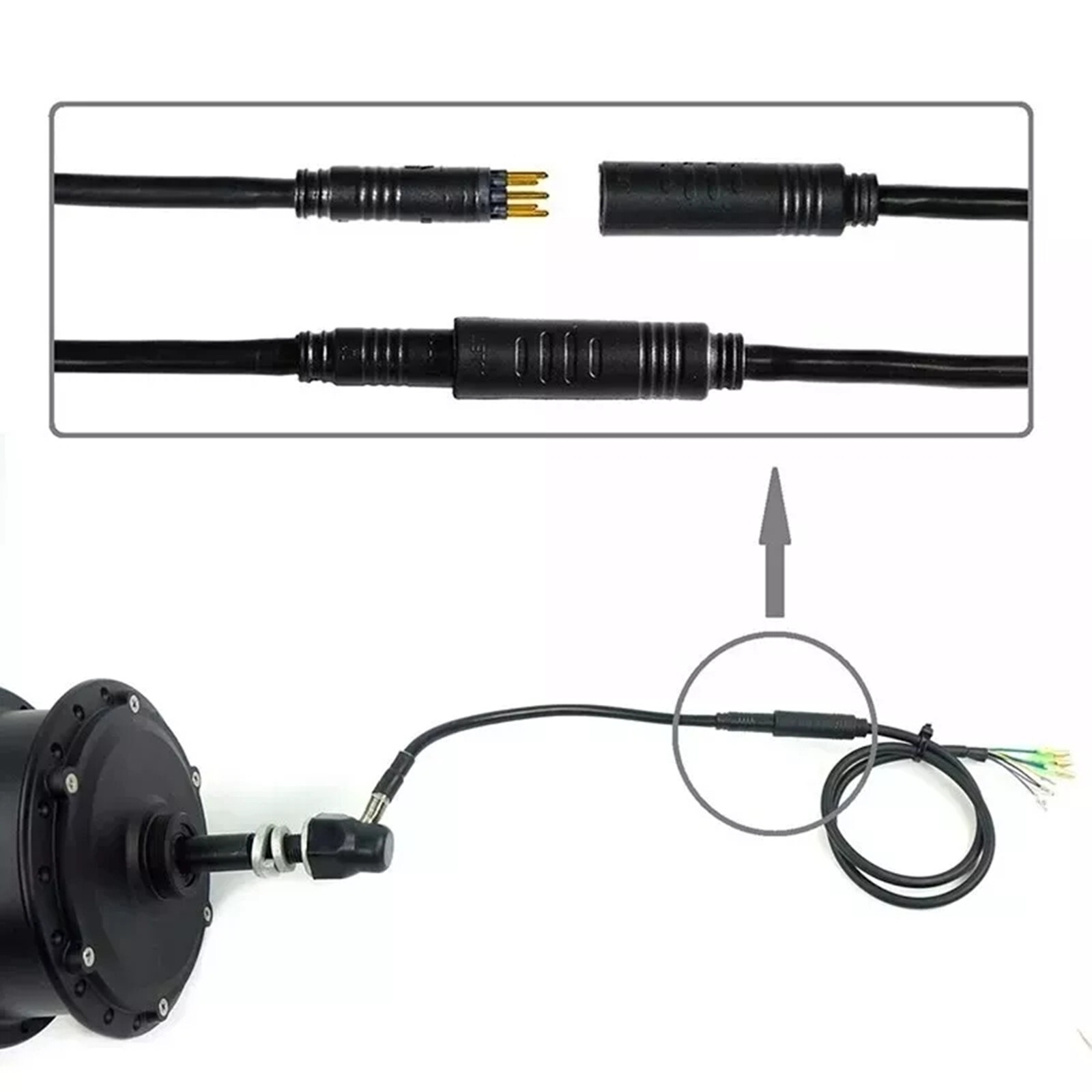 2PCS E-bike Motor Extension Cable 9 Pin Male For Front Rear Wheel Hub Motors