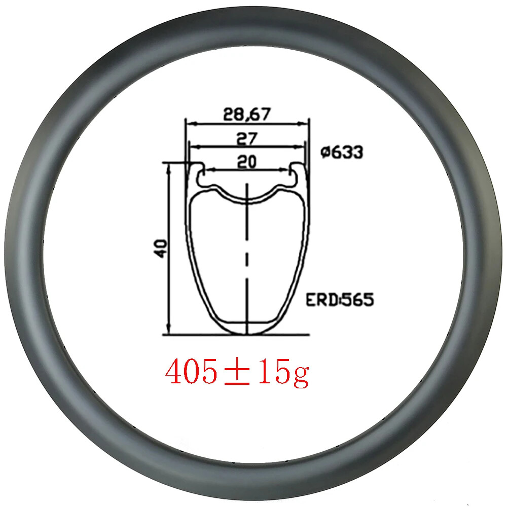 700c 40mm*27mm Tubeless Road Disc Carbon Rims UD 3K 12K Matte Glossy 16-32 Holes