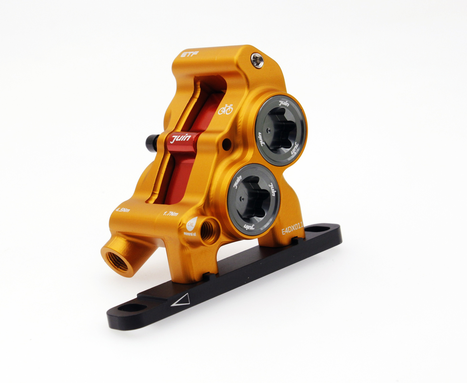 Gold Juin Tech ETF 4-Piston Flat Mount Brakes For Shimano Mineral Oil 160/140mm