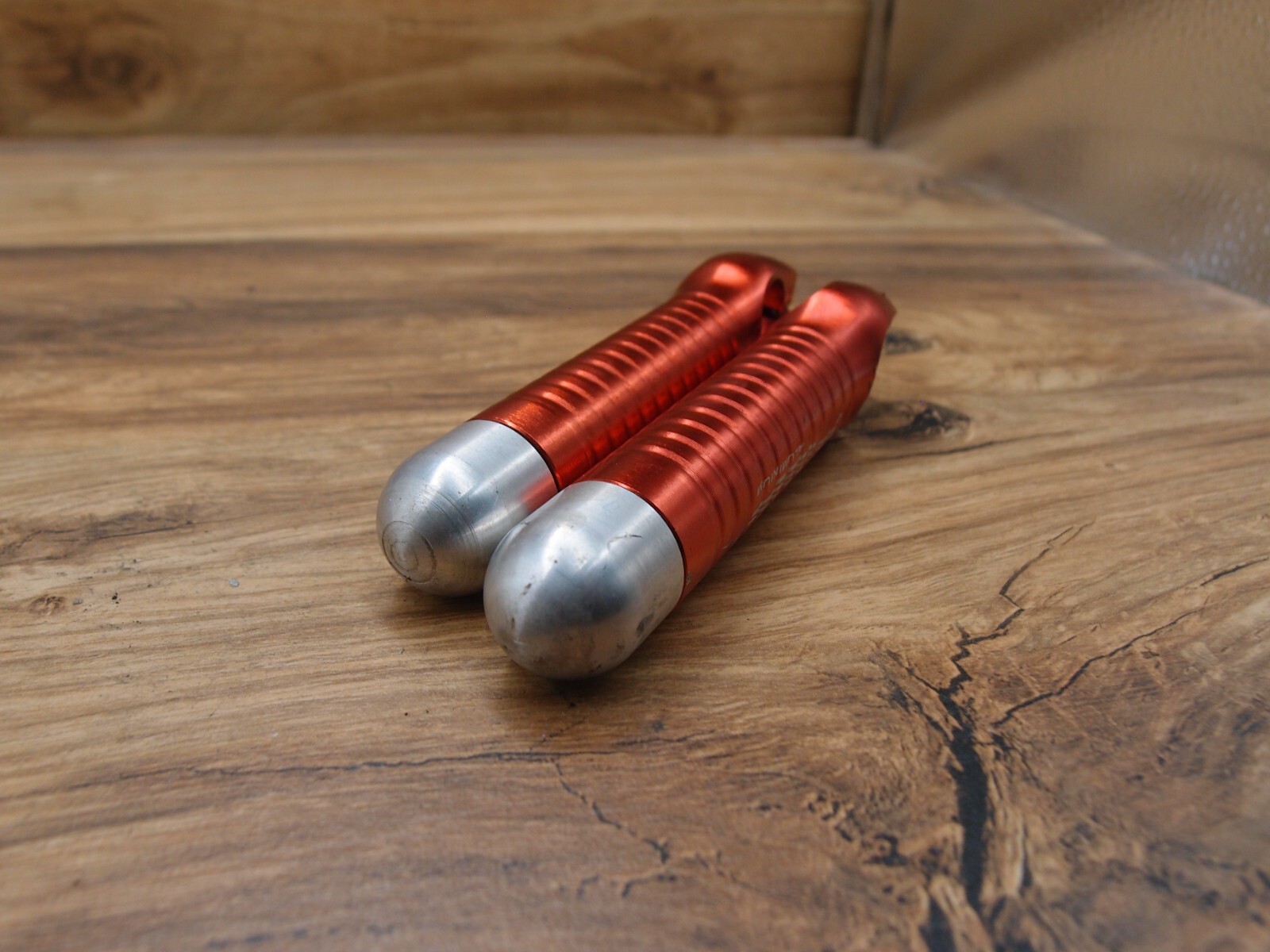 1990’s MTB aluminium alloy bar ends FMF red anodised 22.2 mm