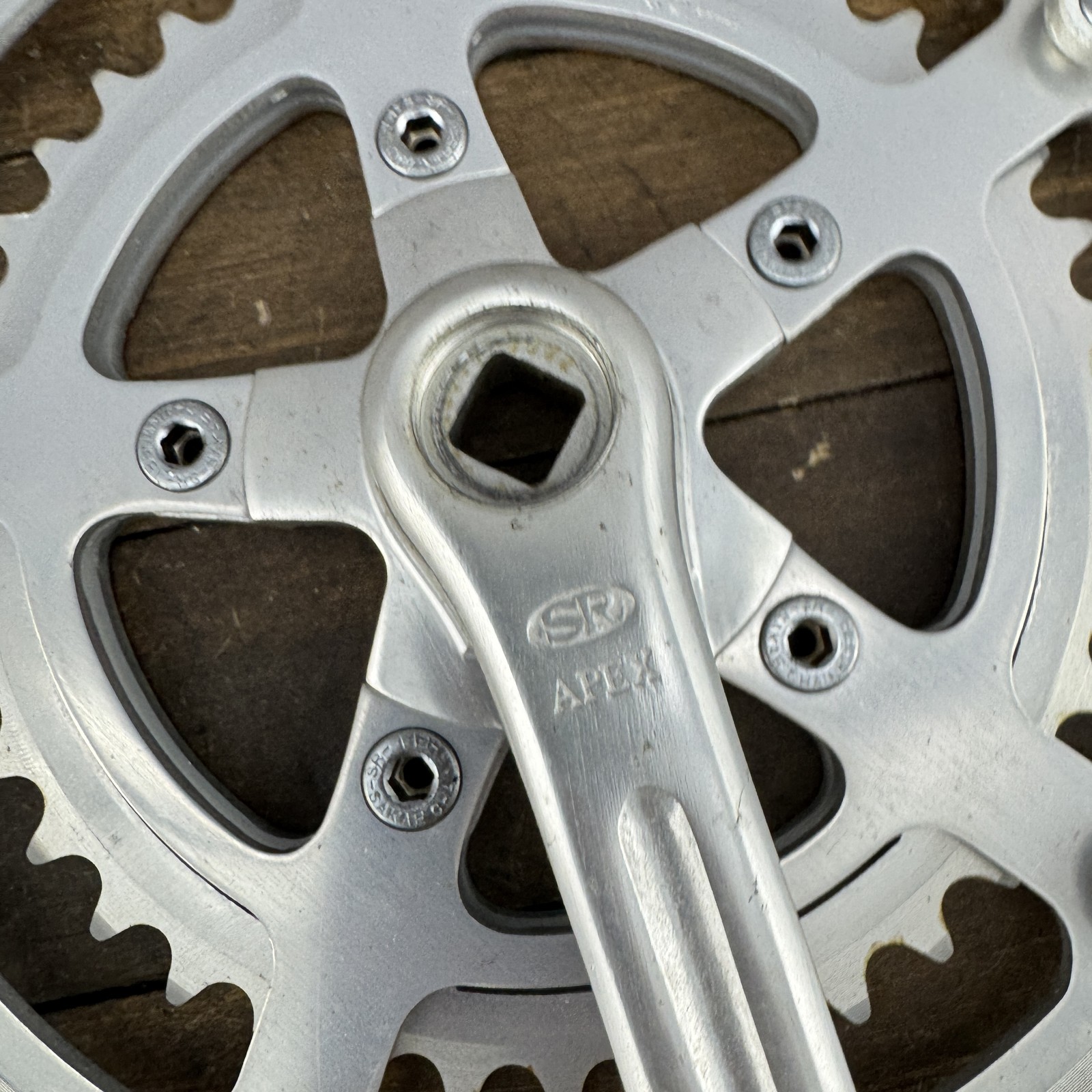 Vintage SR Apex Crank Set NOS Double 170 mm 86 BCD Alloy Chainring Bolt 80s New