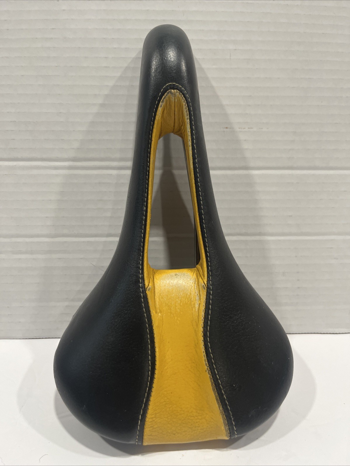 Terry Liberator Ti-Race Bicycle Comfort Saddle Black and Yellow Leather Cutaway 