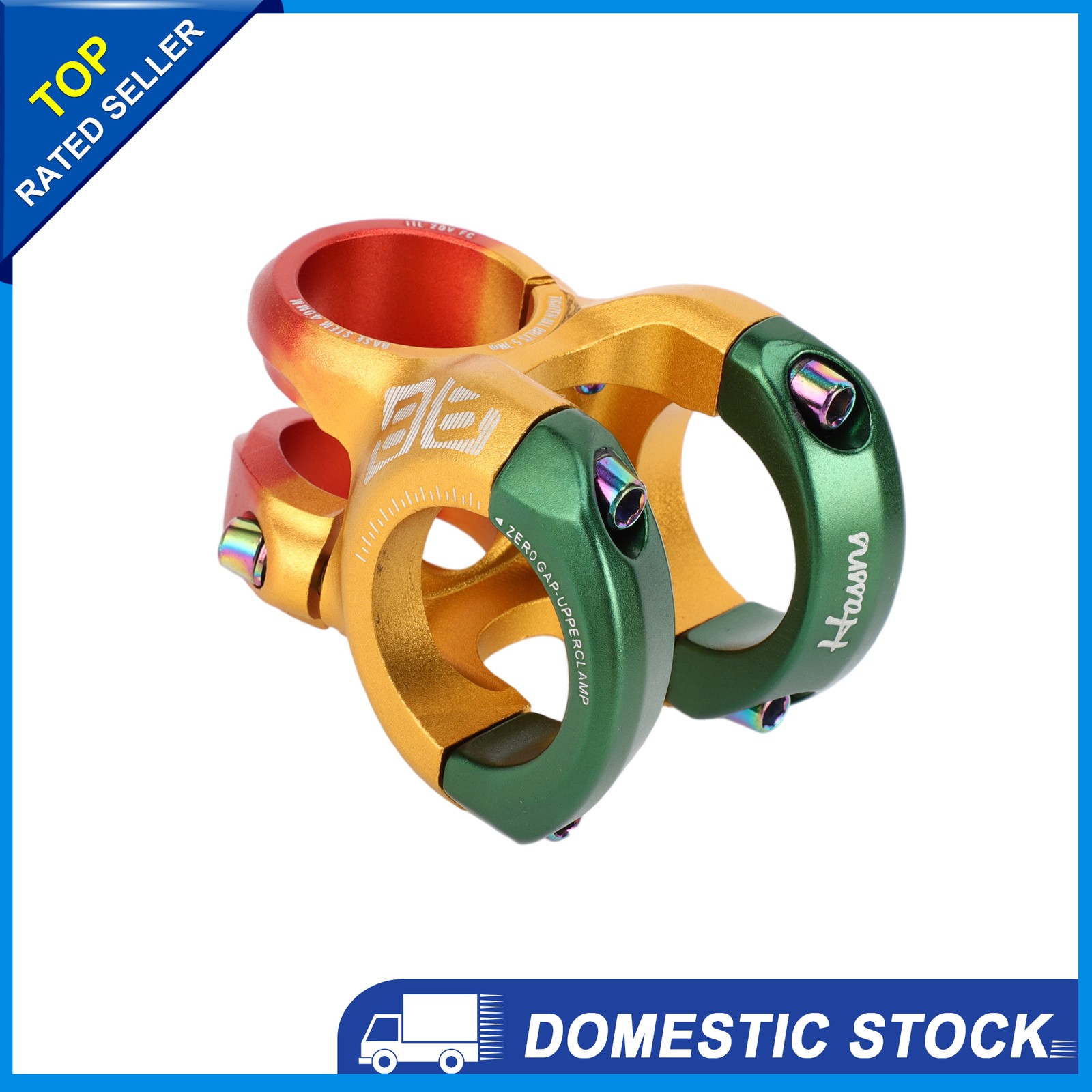 1x Mountain Bike Stem Handlebar 31.8mm Stem 40mm 0-Degree Rise Red Orange Green