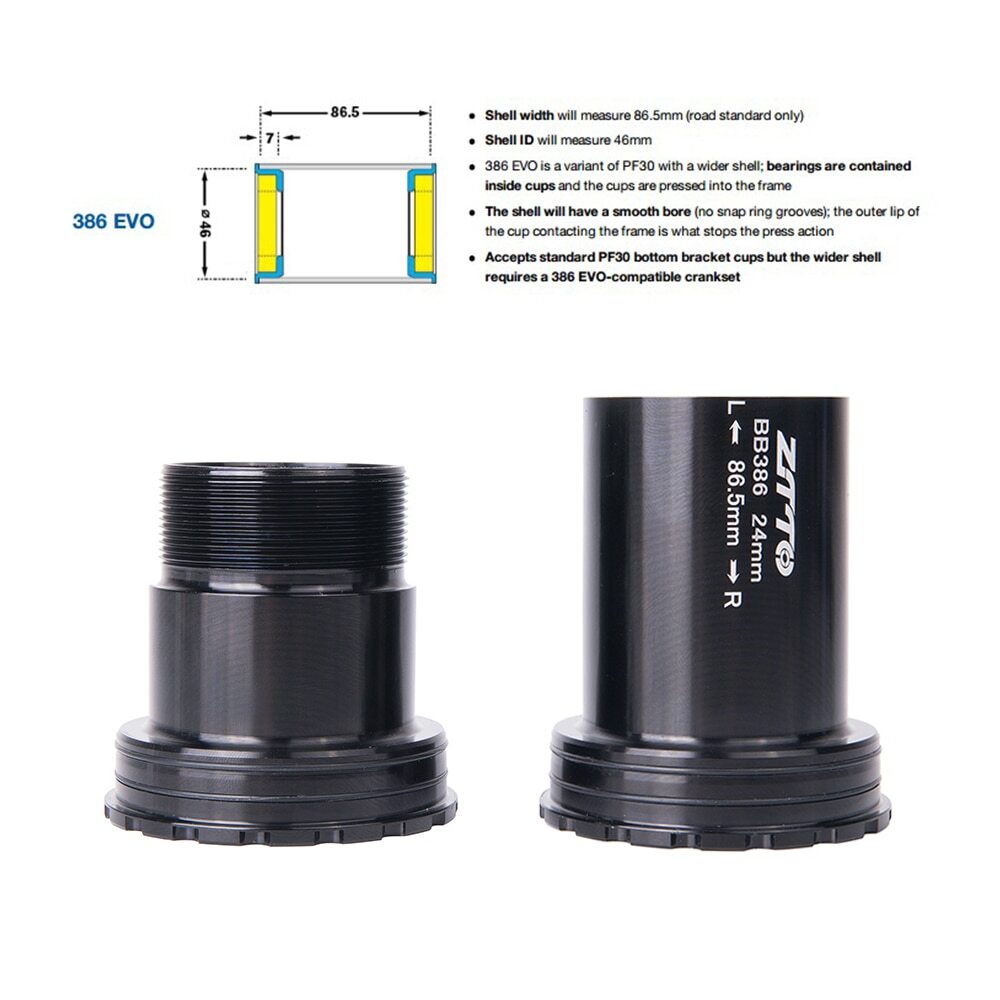 BB386 24mm Adapter Ceramic Bearing Press Fit Bicycle Bottom Brackets Bike BB