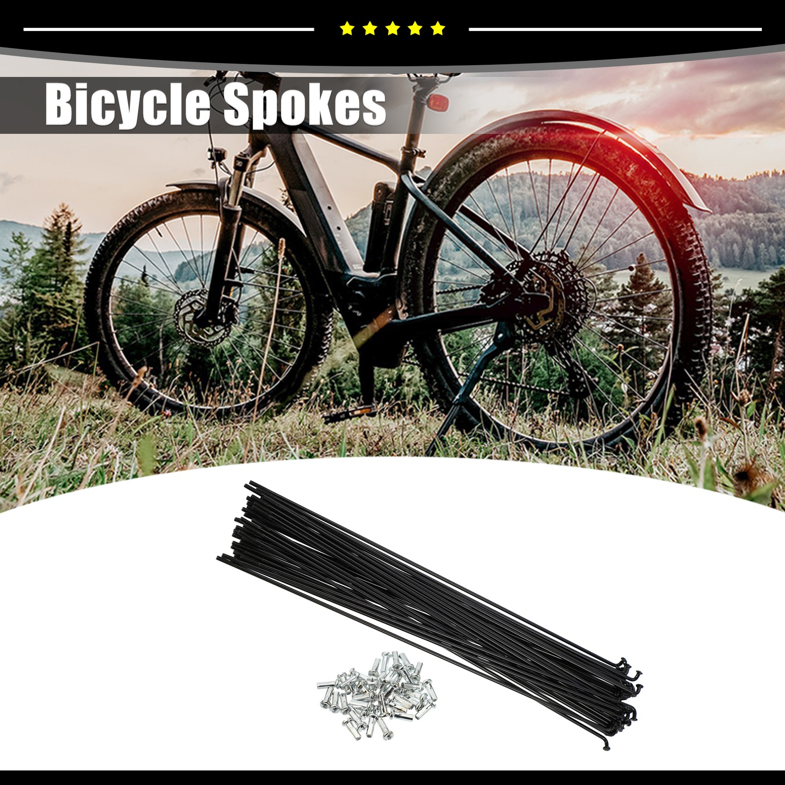 Universal Piece of 40 14G J Bend 218mmx2mm Spokes with Nipples for Bike Steel