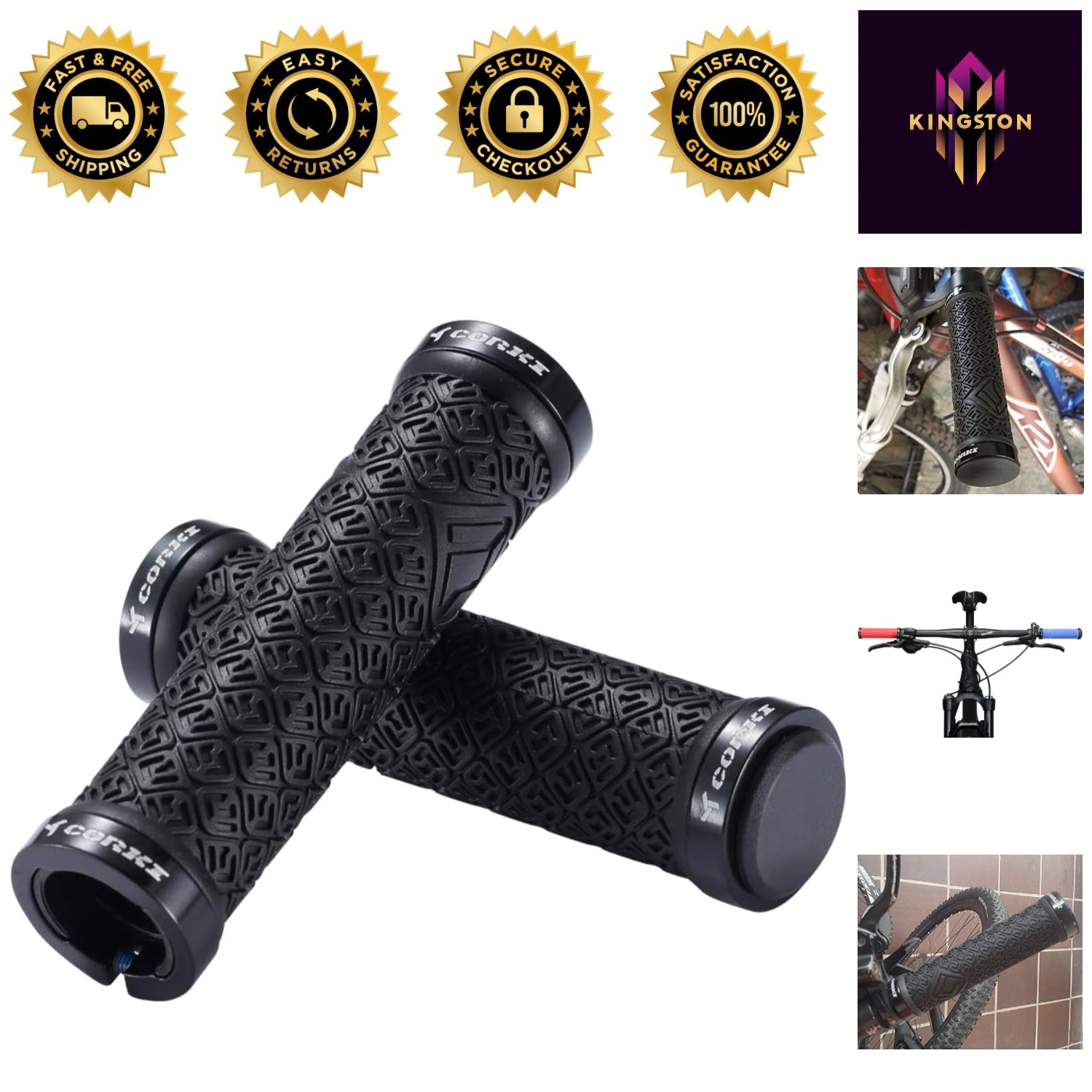 Double Lock Grip Handlebar Covers for Mountain Bikes – 130mm Rubber Comfort