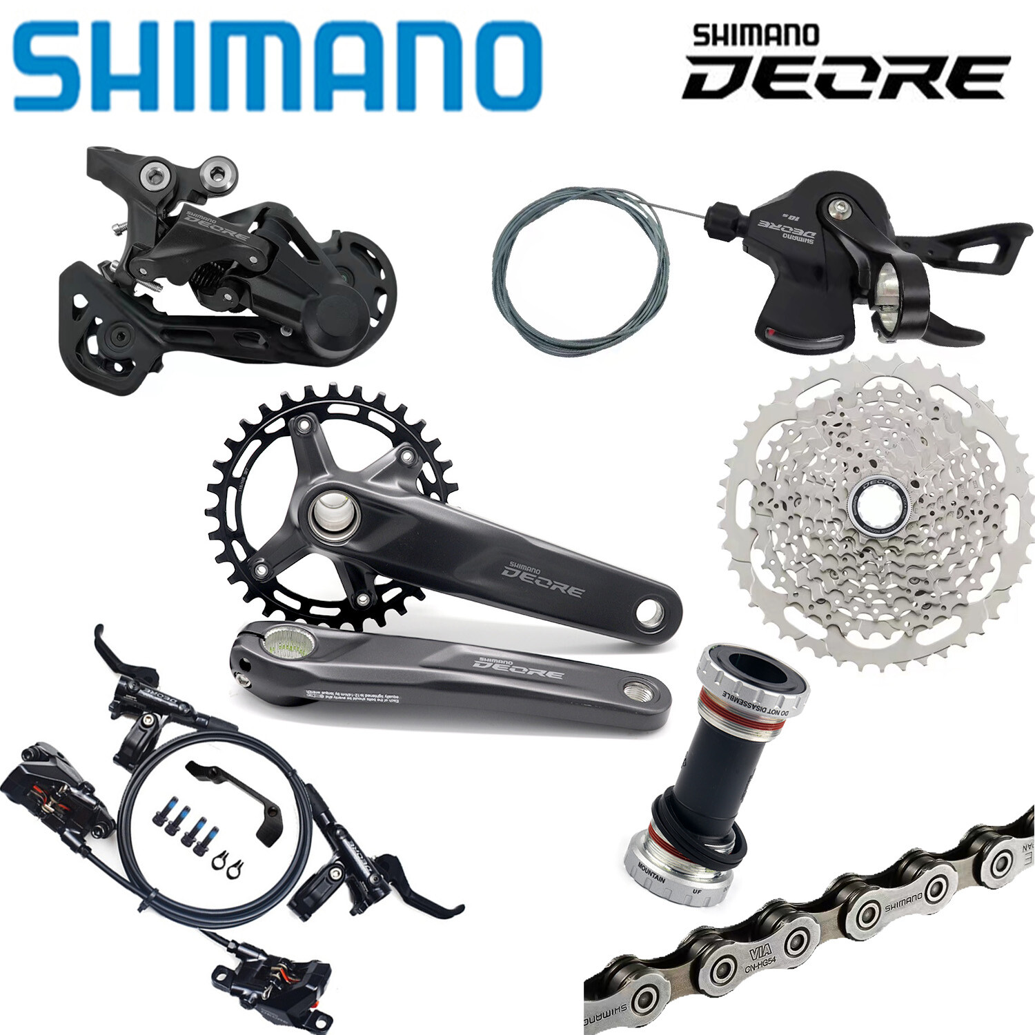 SHIMANO Deore 1X10 10Speed MTB Groupset M5100 Crank&M4100 Kits M6100 MT200 Brake