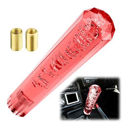 Shift Knob Stick Crystal Transparent Bubble Throw Gear Shifter 20cm Red