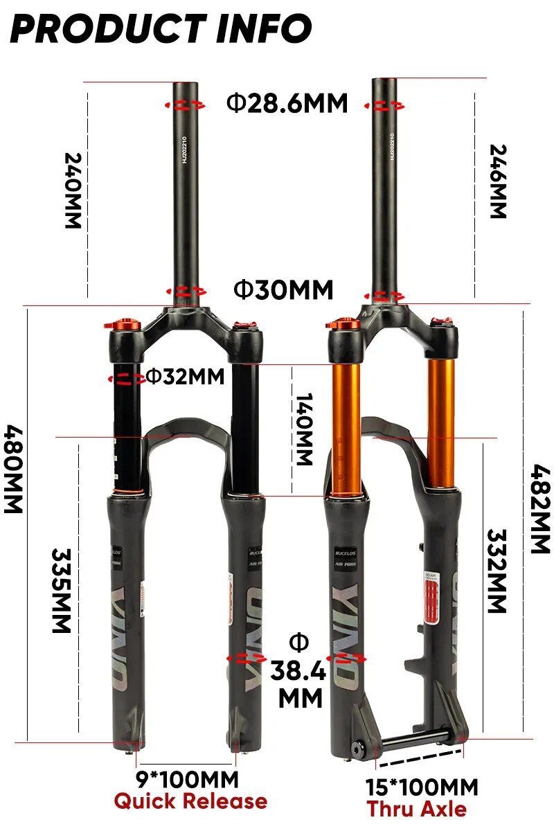 24Inch Travel 120/140mm Disc Brake Mountain Bike Front Suspension Air Fork