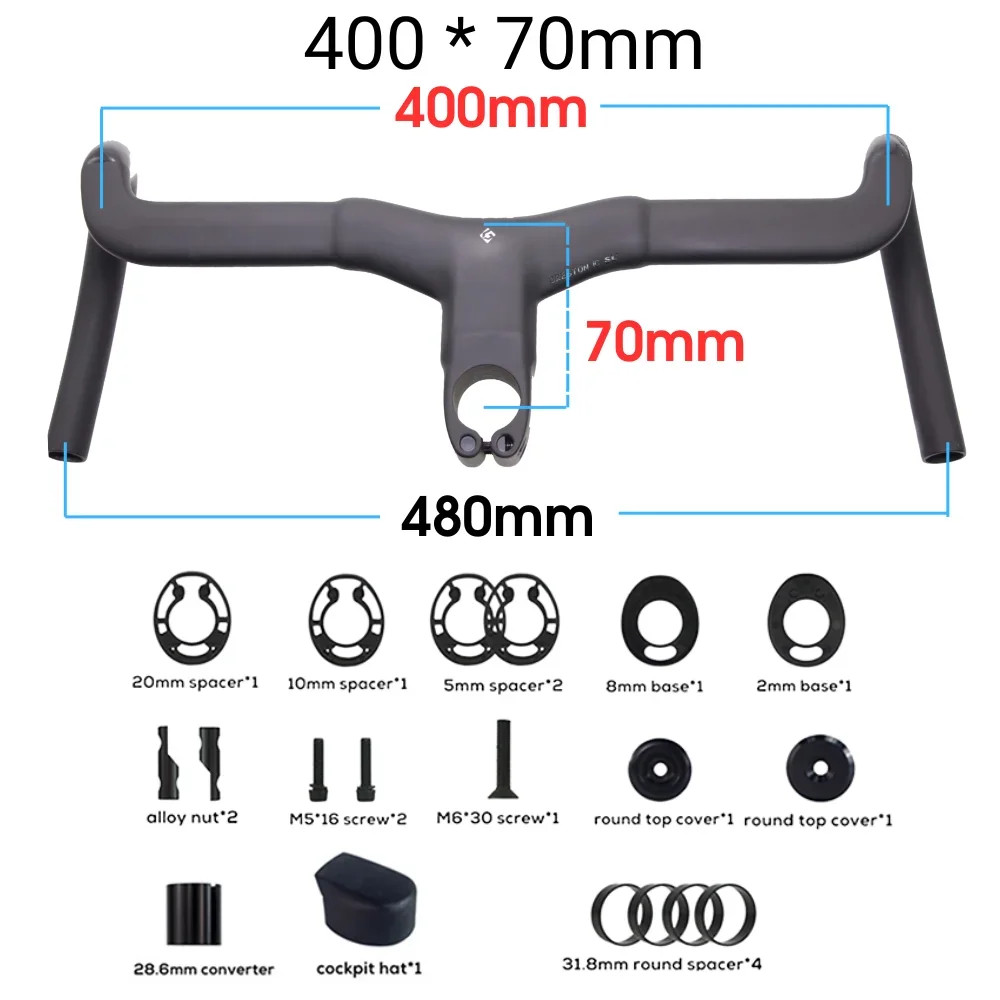 Carbon Fiber Aero Integrated Road Bike Drop Bar 16 Degree Flare 31.8mm Clamp