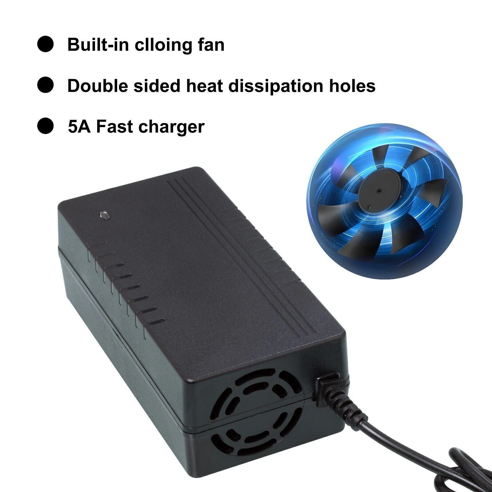 42V 5A Smart Charger DC 5.5×2.1mm Plug for 36V Bicycle Lithium Li-ion Battery