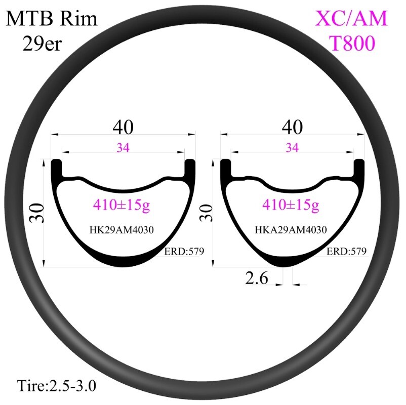 Super Light 29er Carbon Fiber XC MTB Rims 30/33/36/40x30mm Hookless Tubeless 28H