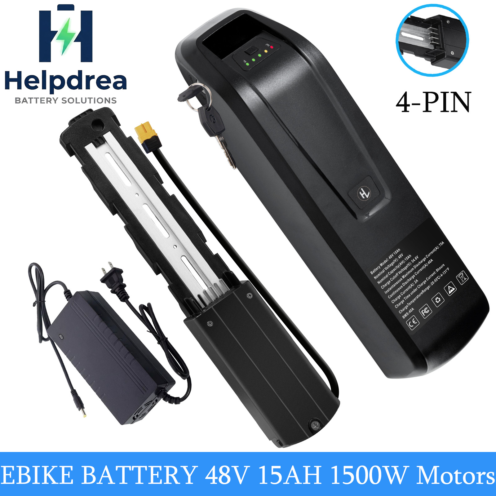 48V 15Ah 4PIN Hailong Ebike Battery for ≤1000W Electric Bicycle Lithium Battery