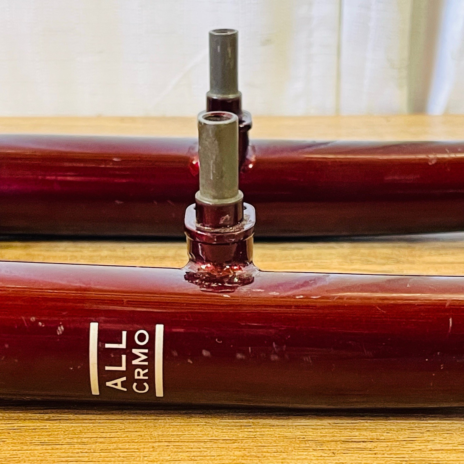 1-inch Threadless MTB Rigid Fork 175mm Steerer Burgundy All CRMO Steel