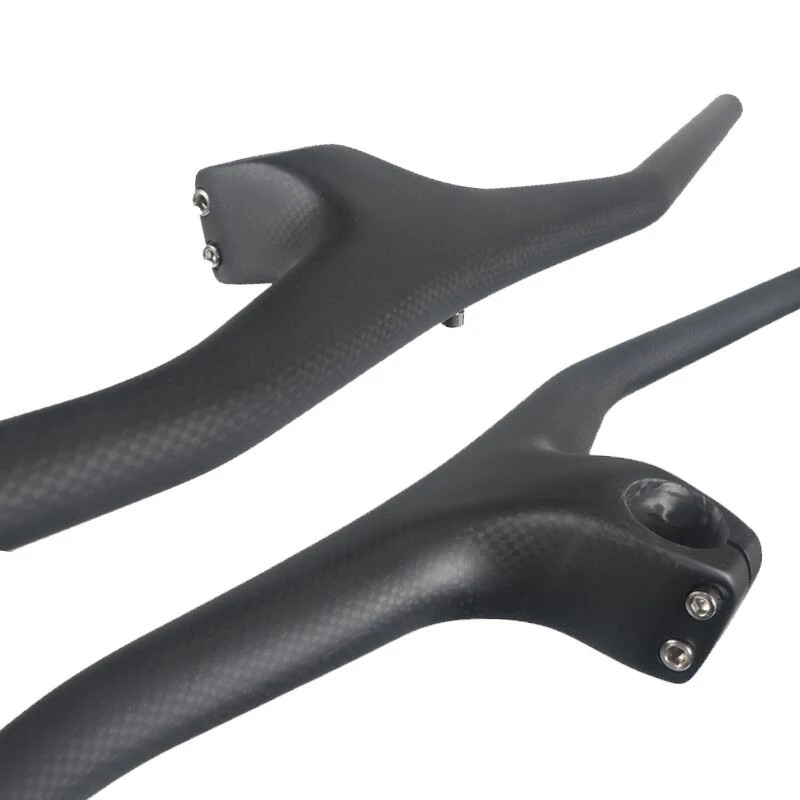 Mountain Bike Carbon Bicycle Handlebar and Stem Integrated Bar -17 Degrees Angle