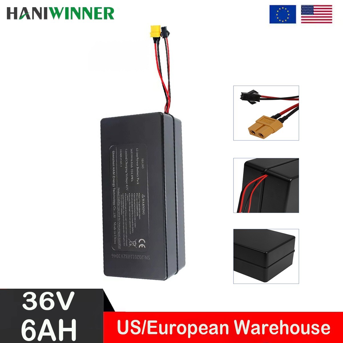36V 6AH Electric Bike Battery 2 wire Genuine 350w For DYU D3F, D3PLUS, D3+