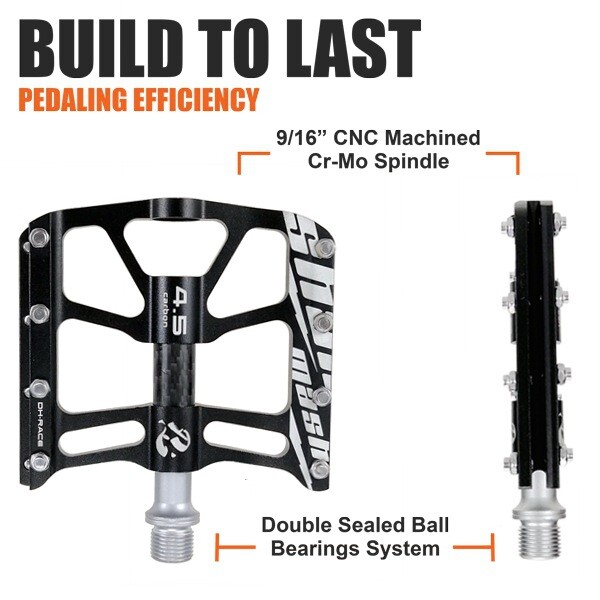 SHANMASHI MTB Road Anti-slip Flat Pedal XC Bike 3Bearings Tube Carbon Pedals
