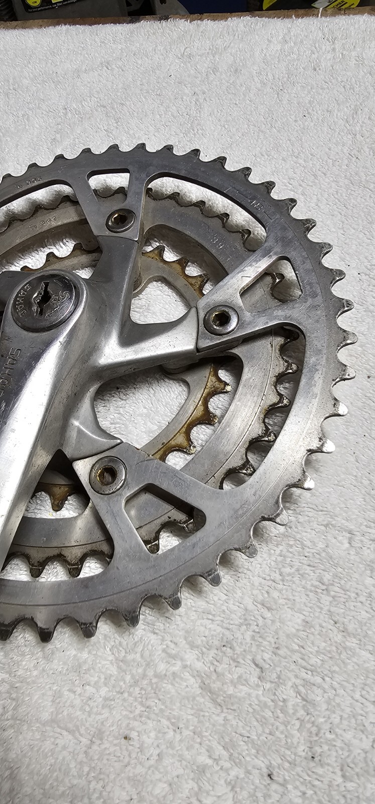 Vintage Sakae CR Turbine Crankset Triple 28-39-48 Mountain Touring Crank