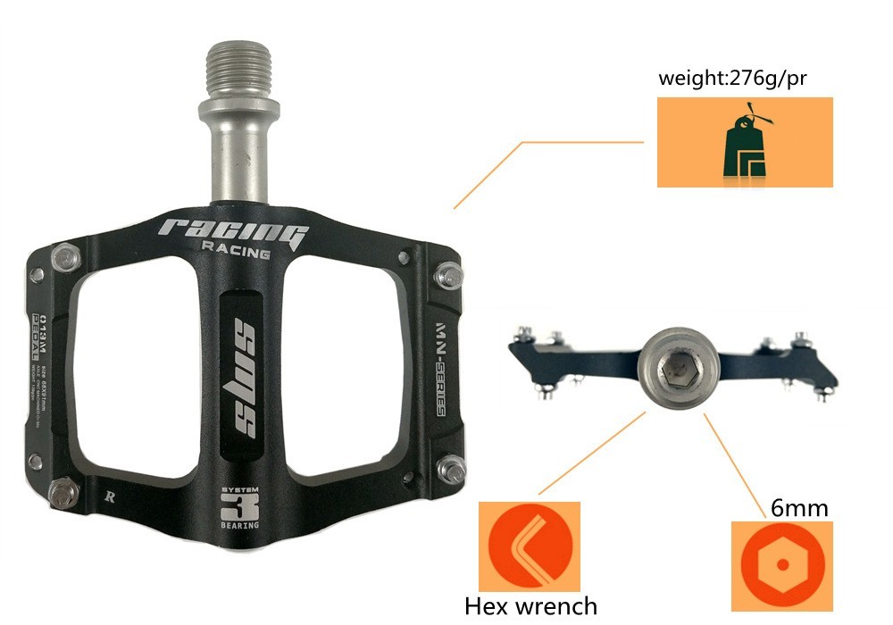 CNC Aluminum Road MTB Folding Bike Bicycle Pedal Flat Pedals 3 Bearings Small