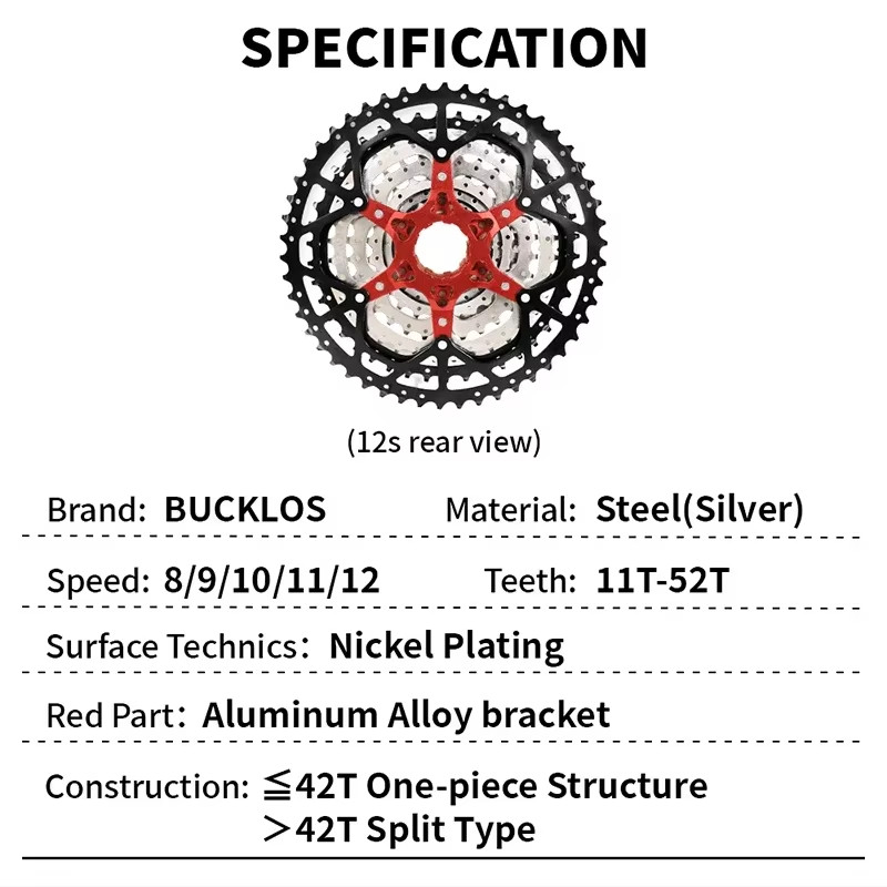 Bicycle Flywheel 8/9/10/11/12 Speed Bike Cassette 36T/40T/42T/46T/50T/52T MTB Ro