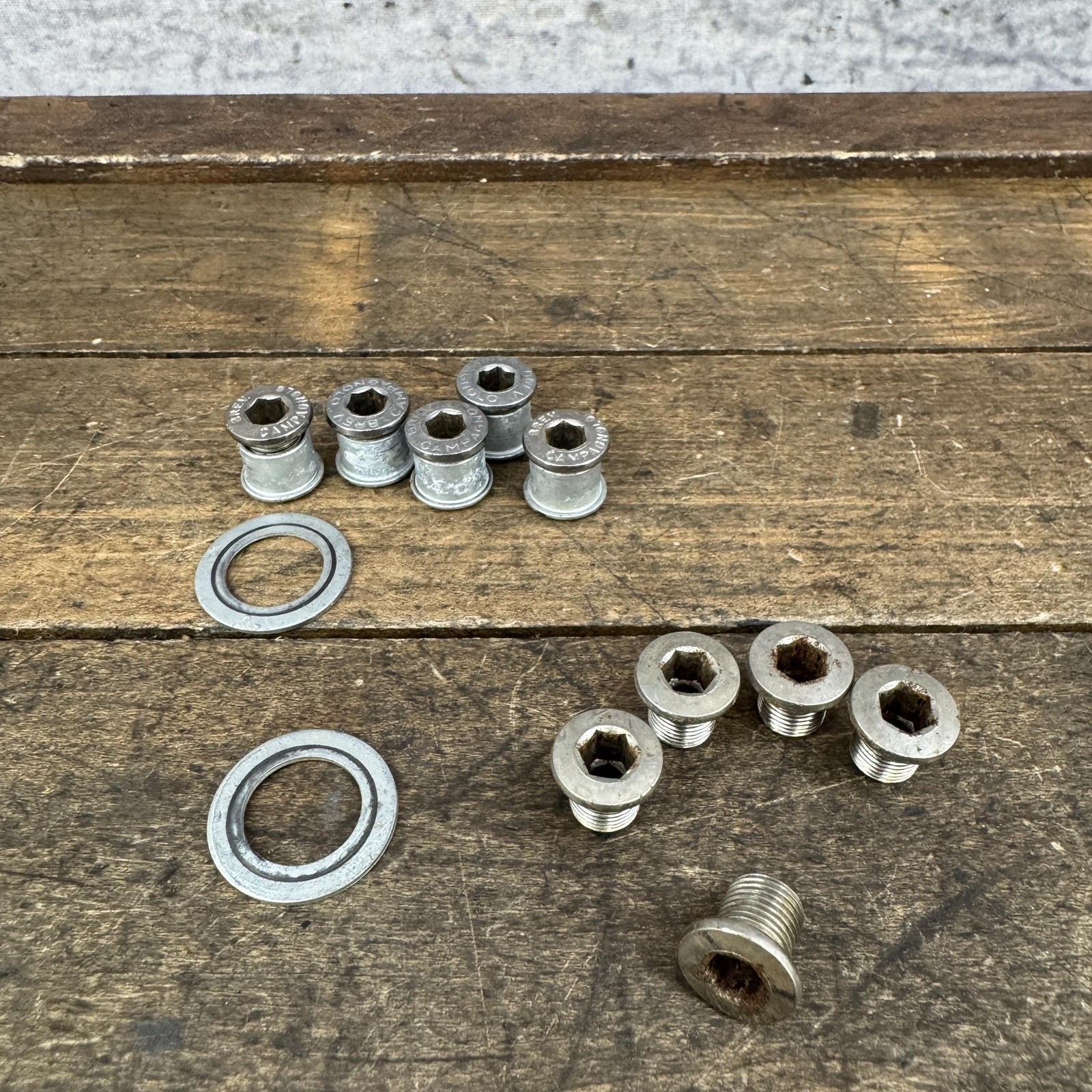 Vintage Campagnolo Triple Chainring Bolts Nuts Washers Kit Silver Drivetrain