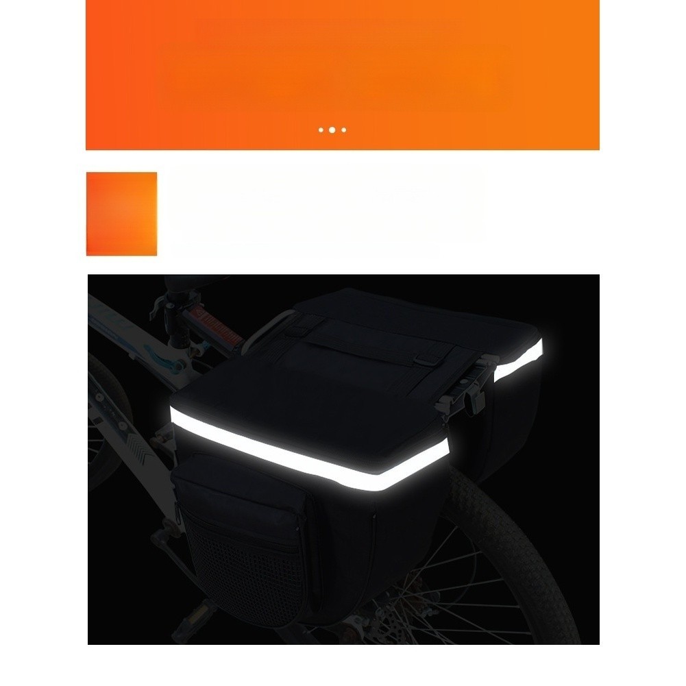Reflective Side Strips Bicycle Rear Pannier Bag 30x26x11cm Easy Mount Dismount