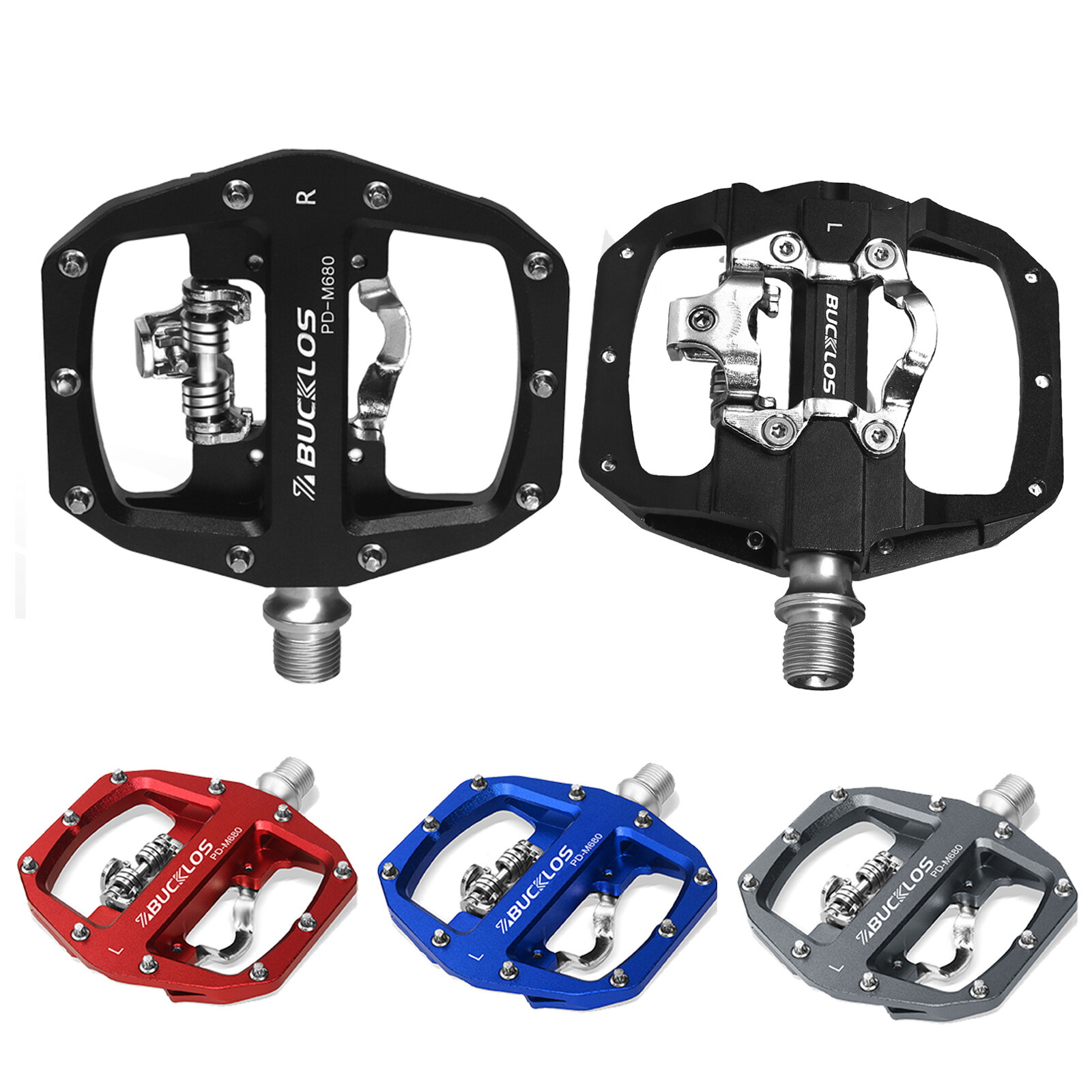 US Flat/SPD Self-locking Pedals Fit Shimano/SRAM MTB/Road Bike 9/16″ Lightweight