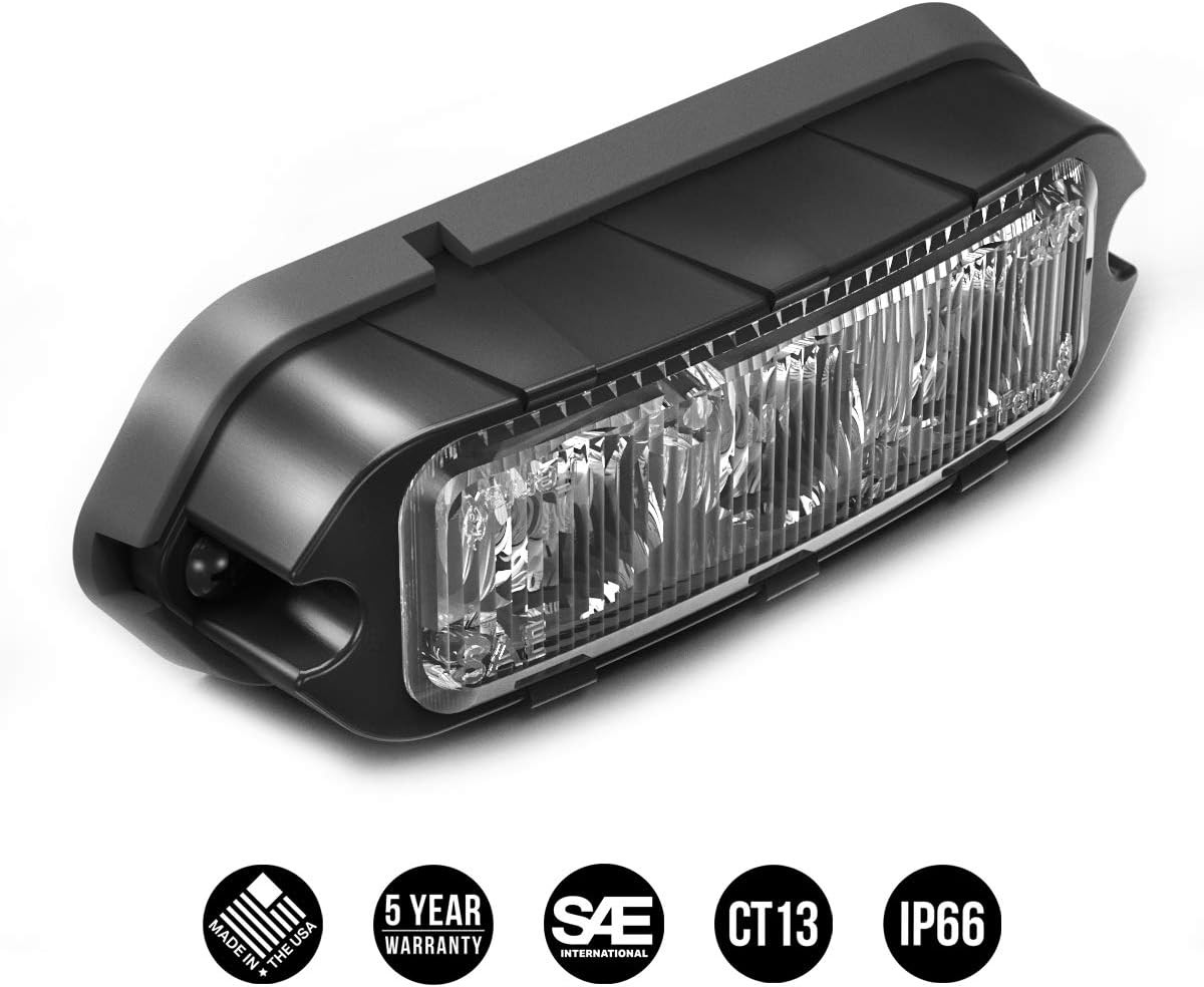 Feniex T3 Surface Mount | Red | Compact, 14 Flash Patterns | 3 LEDs, Super Br…