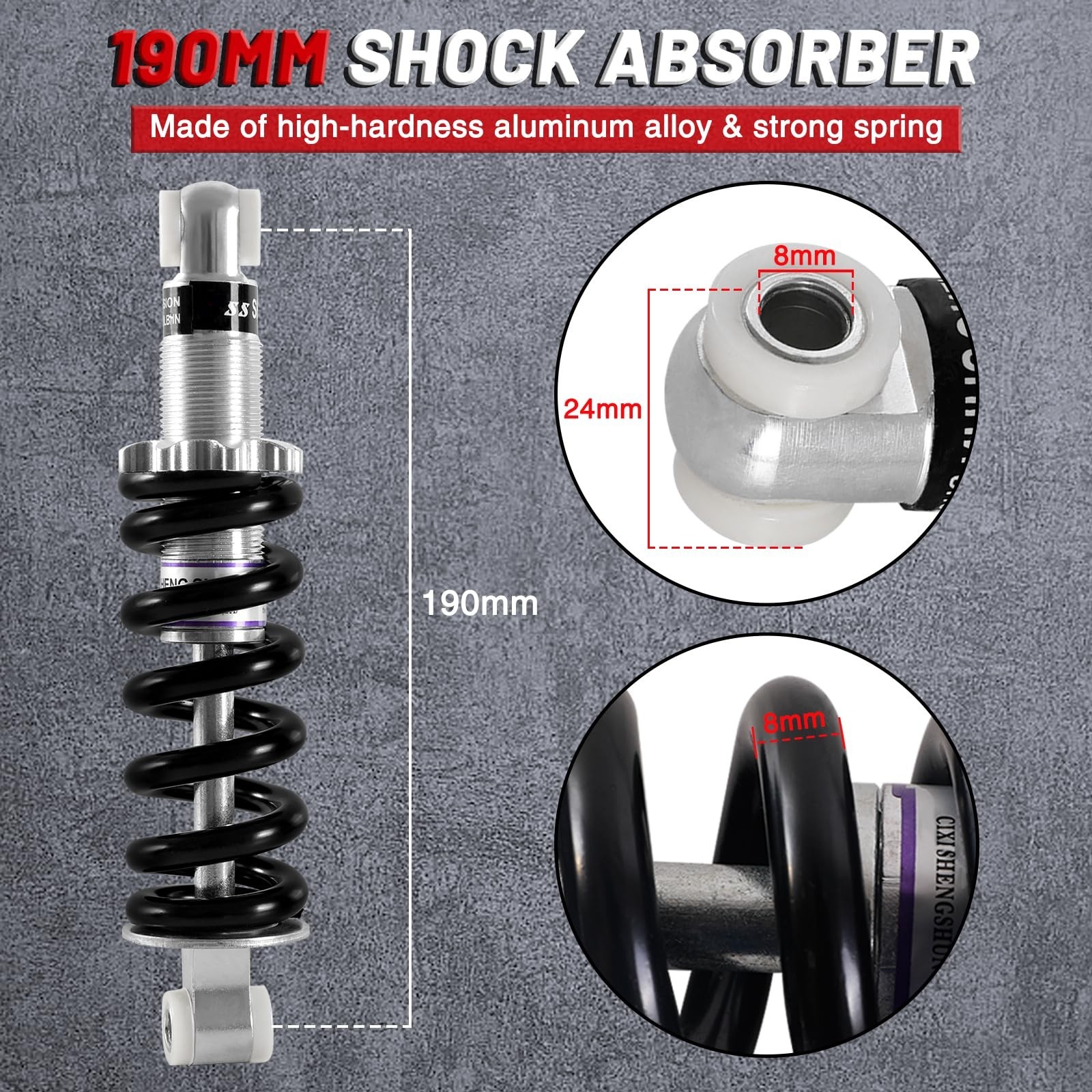 190mm 1500LBS Mountain Bike Rear Shock Absorber: MTB Rear Shock with Adjustab…