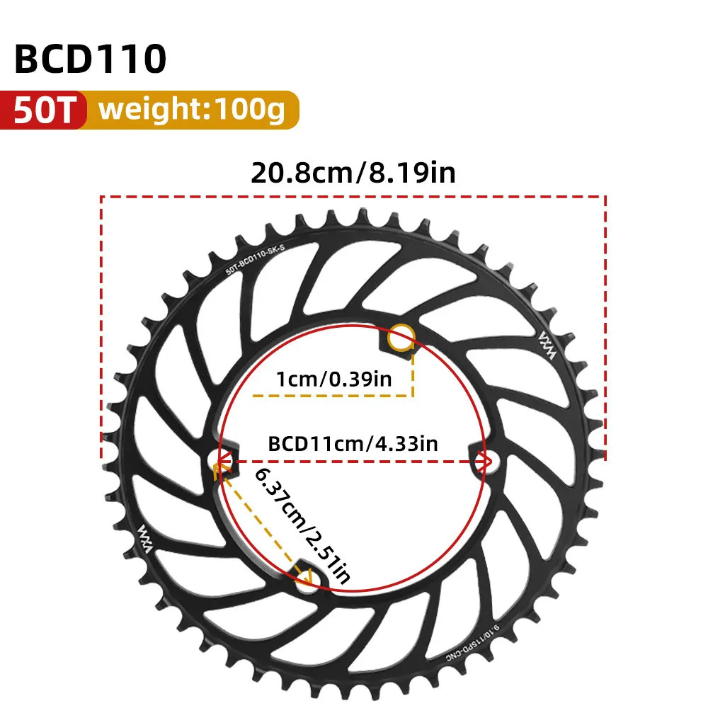 Road Bike 110BCD Crank 4 Claw Chainring Narrow Wide Chainwheel 36-52T for R7000