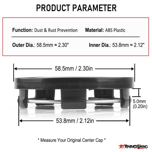 4pcs 59mm(2.31in) Wheel Center Caps Compatible with Prius 2015 Forester Black