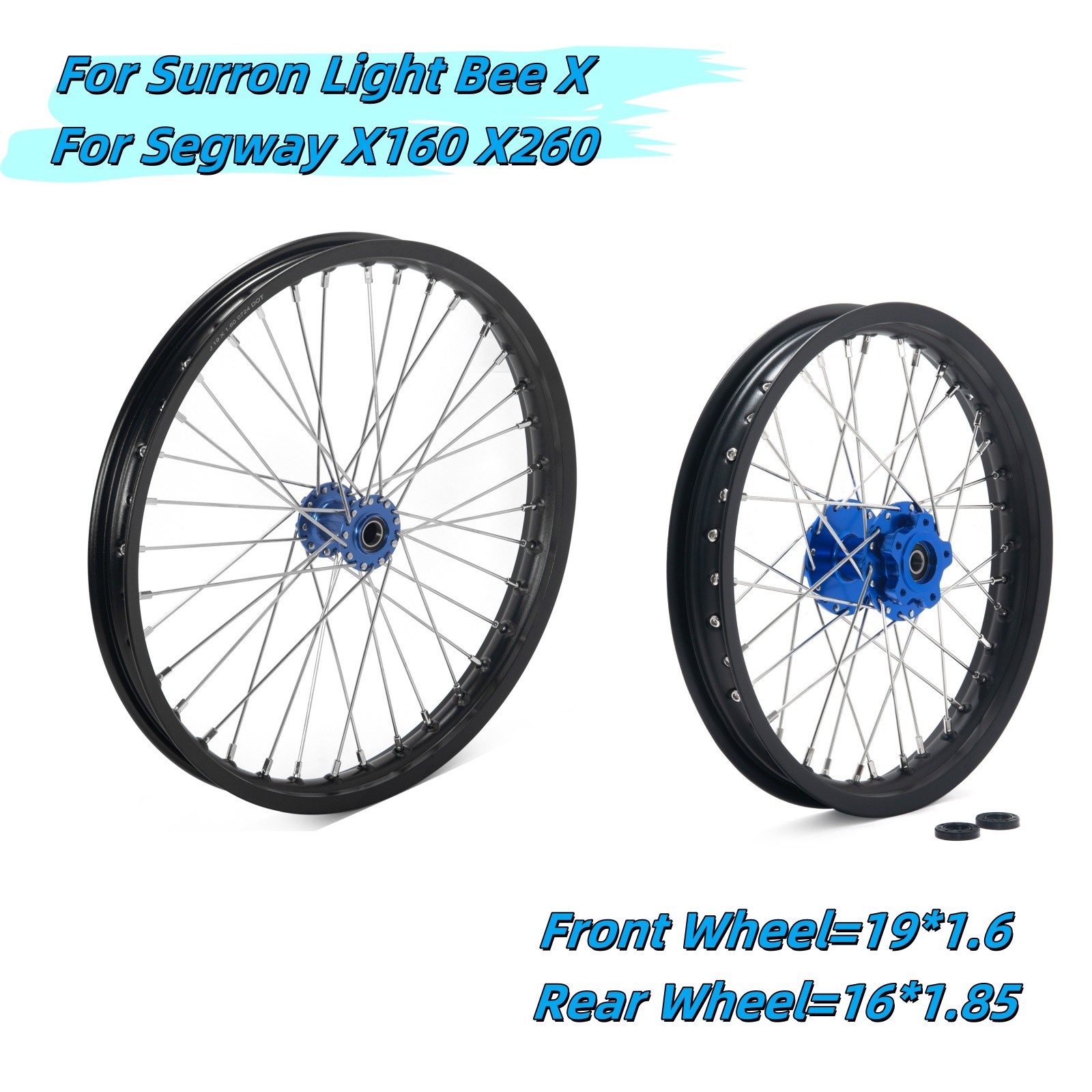 19×1.6 16×1.85 Front Rear Wheels Rims Blue Hubs For Sur Ron X Light Bee X LBX