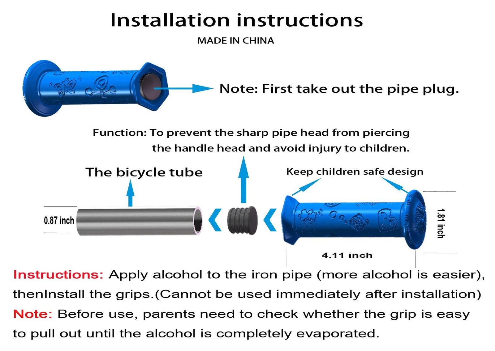 Kids Bike Grips 4PCS – Eco-Friendly TPE Handlebar Grips for Children’s Bikes/…