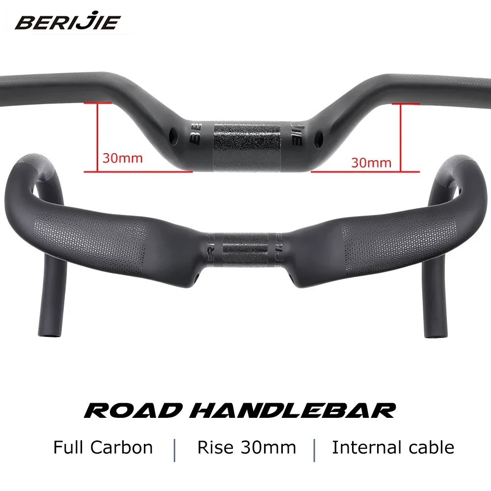 Full Carbon Road Bike Handlebar Internal Cable 400mm/420mm/440mm Black Matte