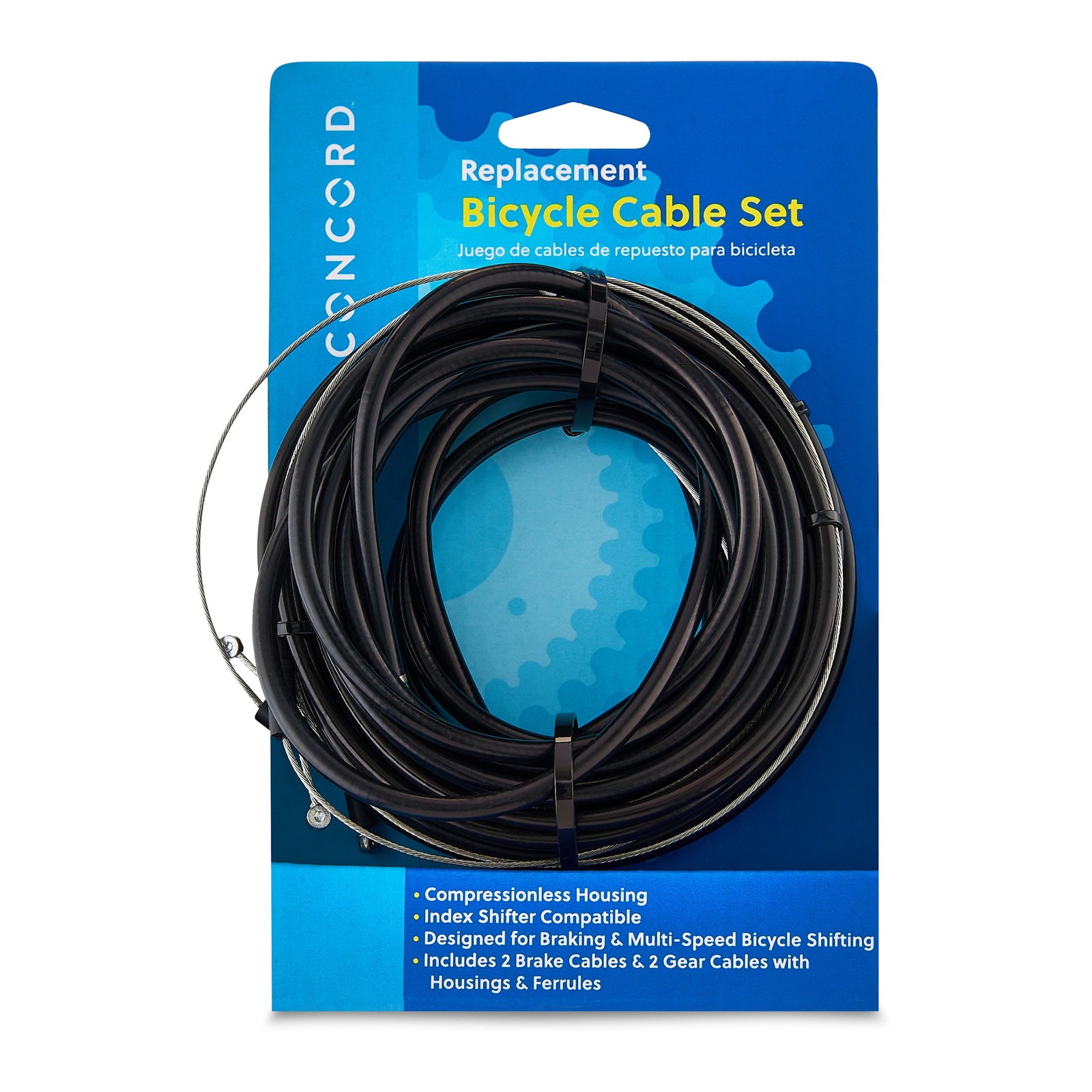 Concord Bikes, Replacement Bicycle Brake & Gear Cable Set, 11 oz, .13 in