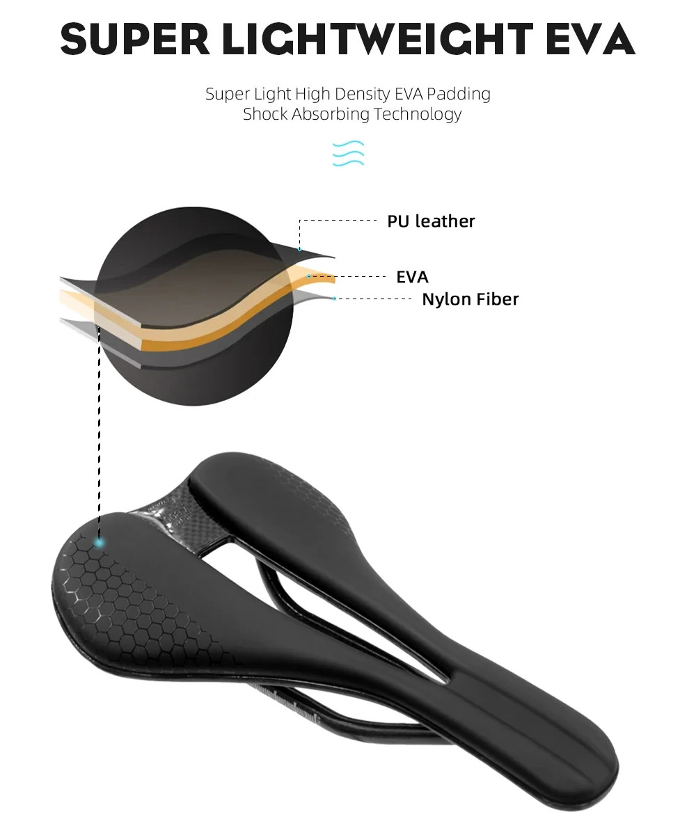 Full Carbon Fiber Leather Saddle 245*140mm MTB Road Race Bicycle Seat Cushion