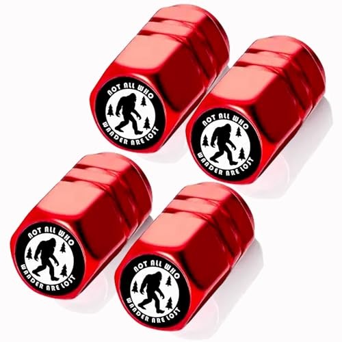 4Pack Tire Valve Stem Cap Car Accessories Aluminum Alloy Universal Bigfoot Red