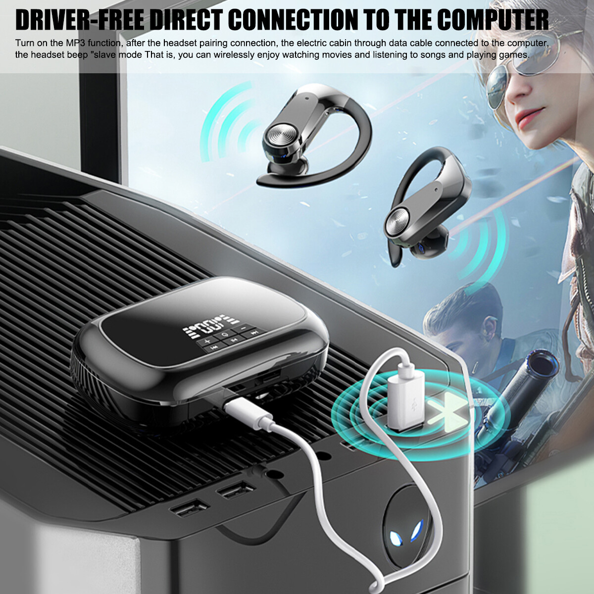 Wireless Bluetooth 5.0 Headset TWS Earphones Earbuds Stereo Headphones Ear Hook