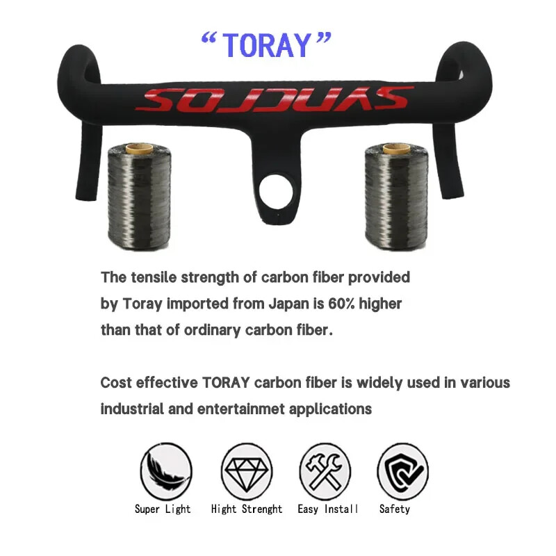 Carbon Fiber Road Bicycle Handlebar Stem Internal Cable Routing 28.6mm 31.8mm