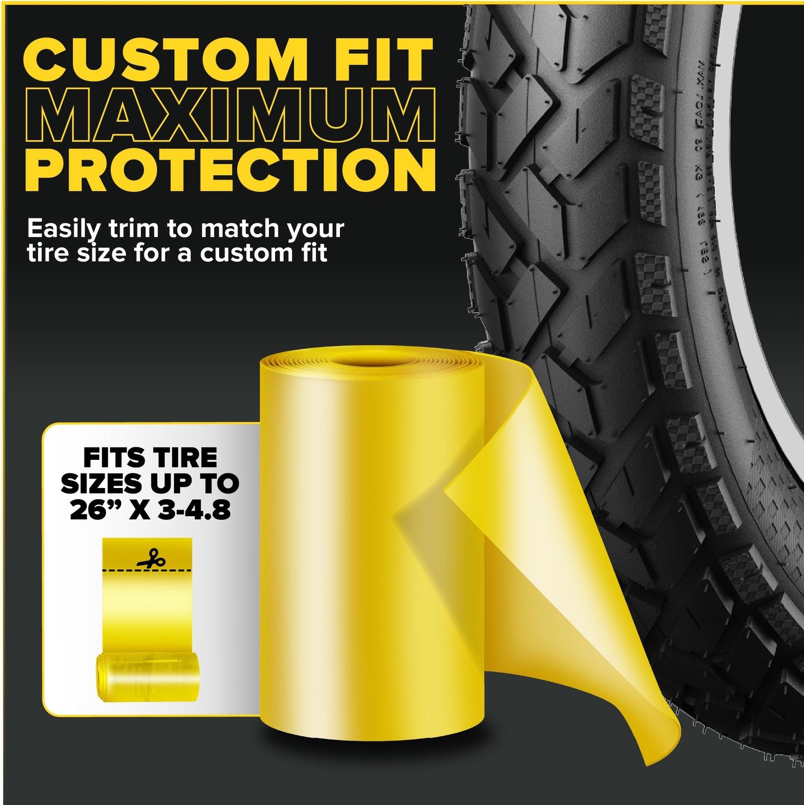 Ultraverse Fat Tire Liners Tube Protection Against Flats, 4.0 WIDTH, Yellow