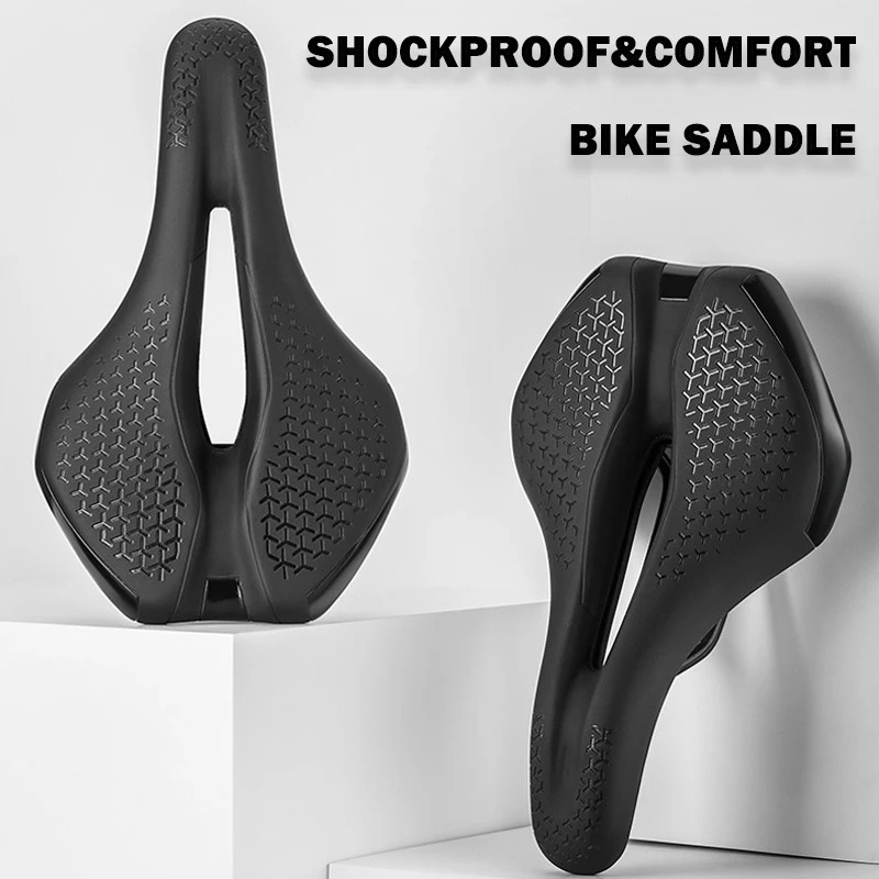 Bicycle Saddle MTB Road Bike Seat Cushion Shockproof Breathable Hollow Soft PU