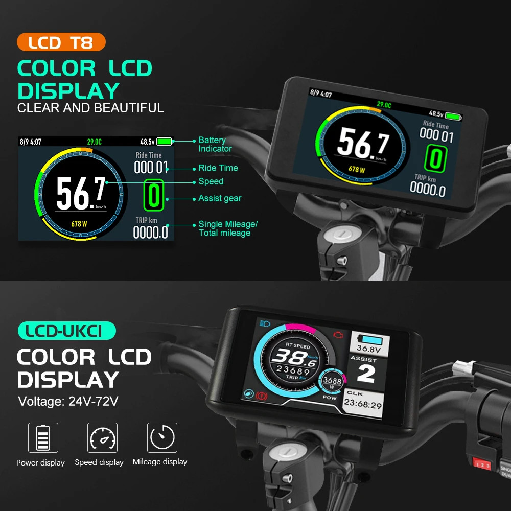E-bike Sine Wave Controller 48V 72V 80A with LCD Color Display 5000W Motor Kit