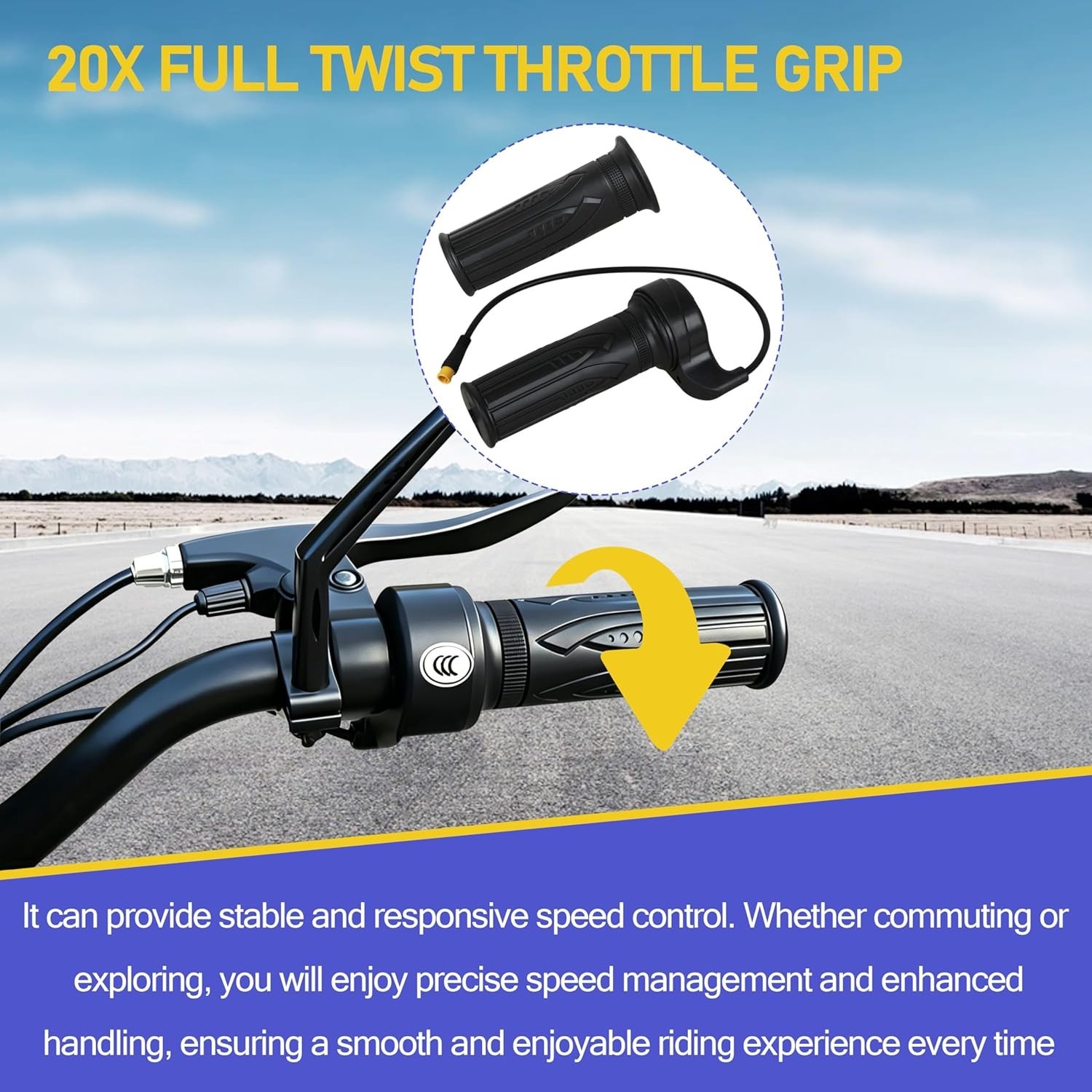 20X 3 Pin Full Twist Ebike Throttle, Universal 12V-72V 3 Pin Waterproof Male …