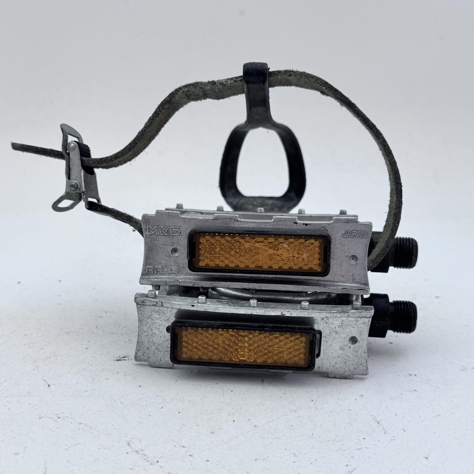 Vintage MKS AR-5 Road Bike Pedals Christophe Toe Clip Strap Reflectors 9/16 A39