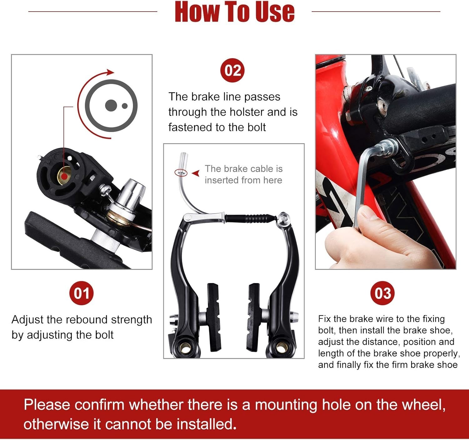Boao Bike Brake Set Black for MTB Front Rear Braking