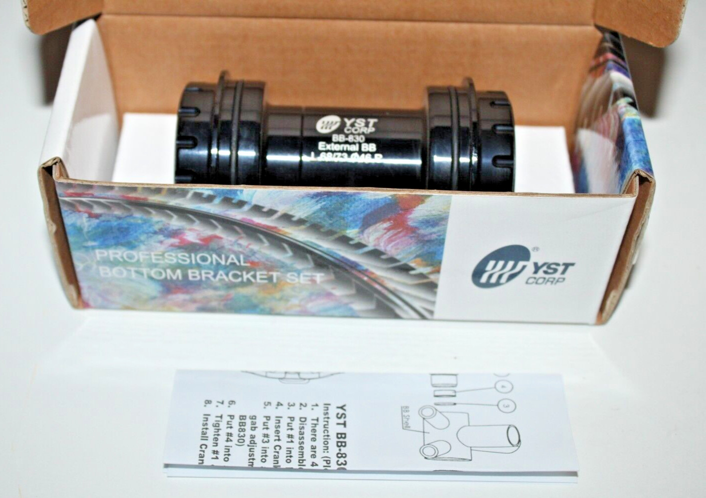 YST BB-830 Shim External Bottom Bracket Black 46mm 68/73 Shimano Free Shipping!!