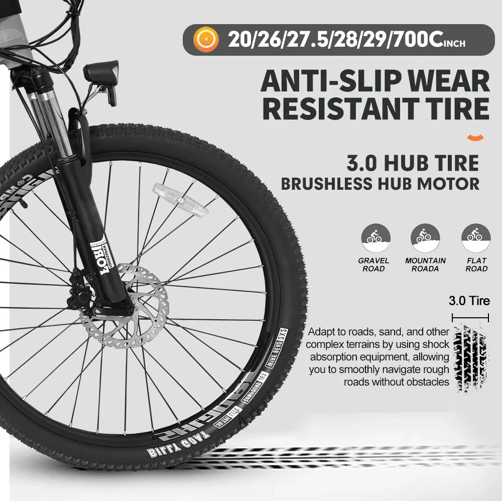 72V 3000W Mountain Electric Bike Brushless Rear Hub Motor Wheel with LCD Display