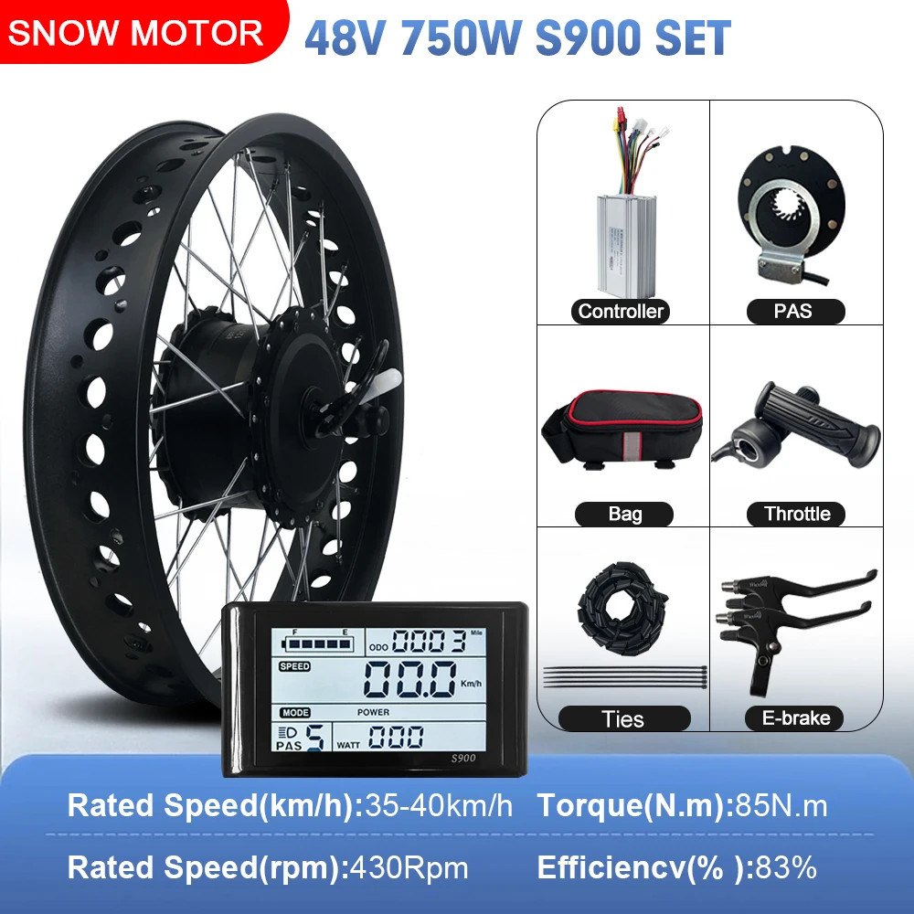 48V 750W 20/24/26inch Fat Tire Brushless Front Hub Motor Wheel for Snow E-bike