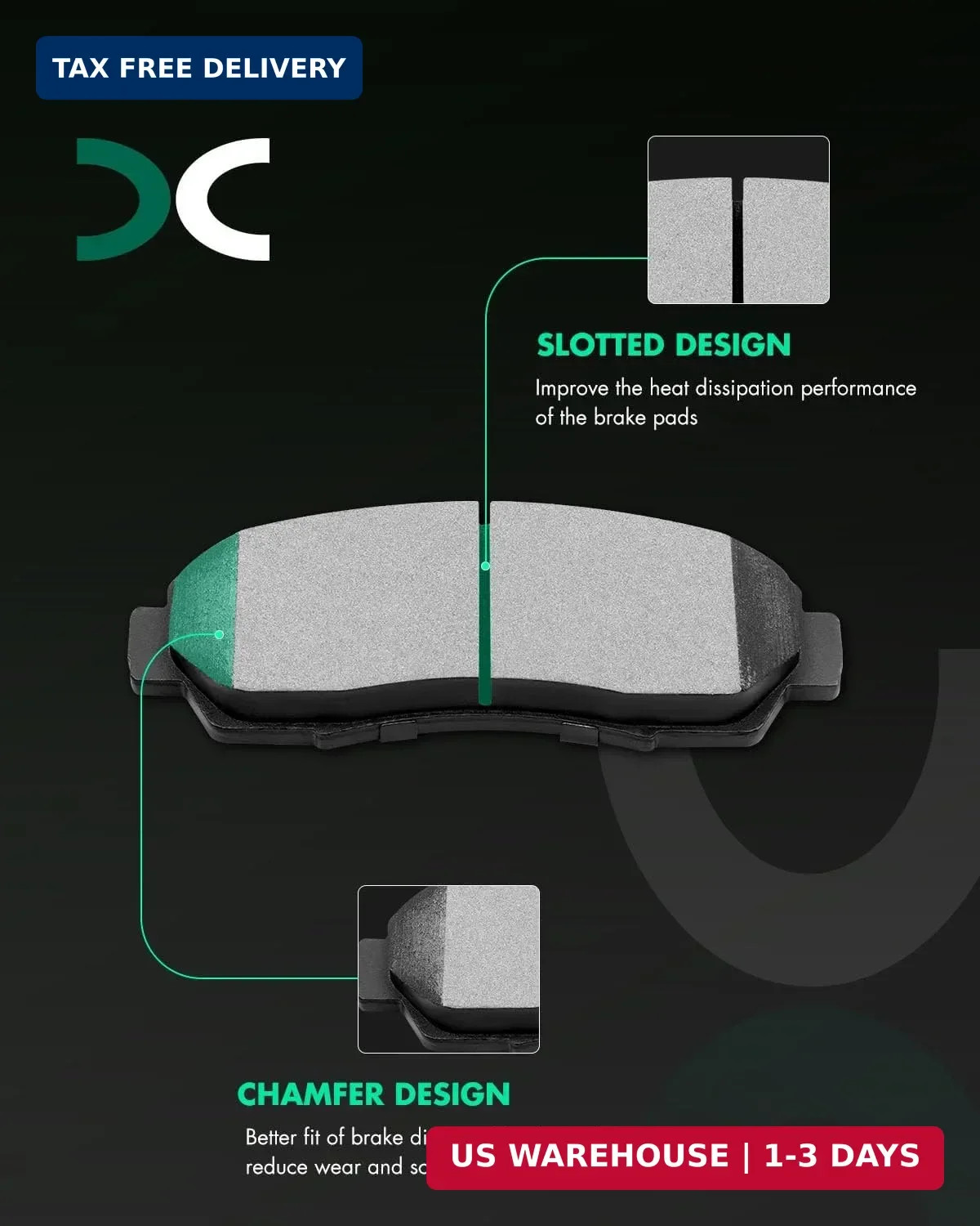 D1089 D1086 SCITOO Brake Pads Kits Front Ceramic Rear Semi-Metal 8pcs Fit For Ac
